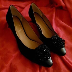 Elegant Black Heels with Beaded Accent
